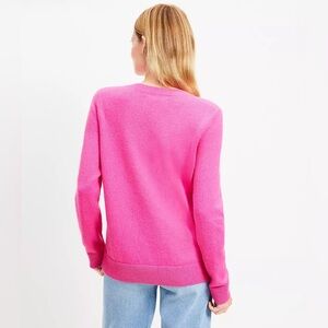 LOFT Everyday Sweater Crew Neck Oversized Barbie Pink sz XS